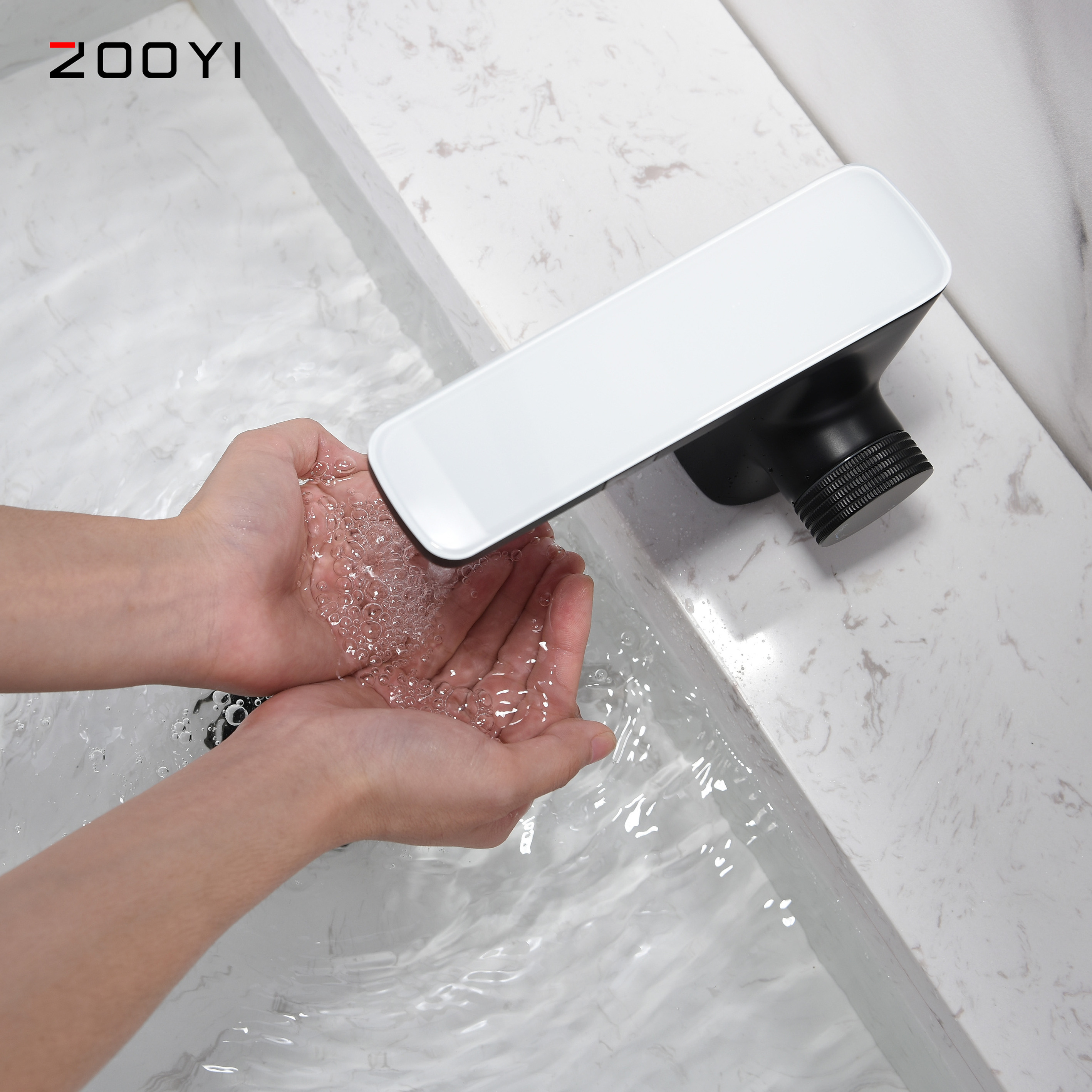 ZOOYI high-tech infrared smart basin touchless double  Automatic Sink sensor faucet digital display basin faucet