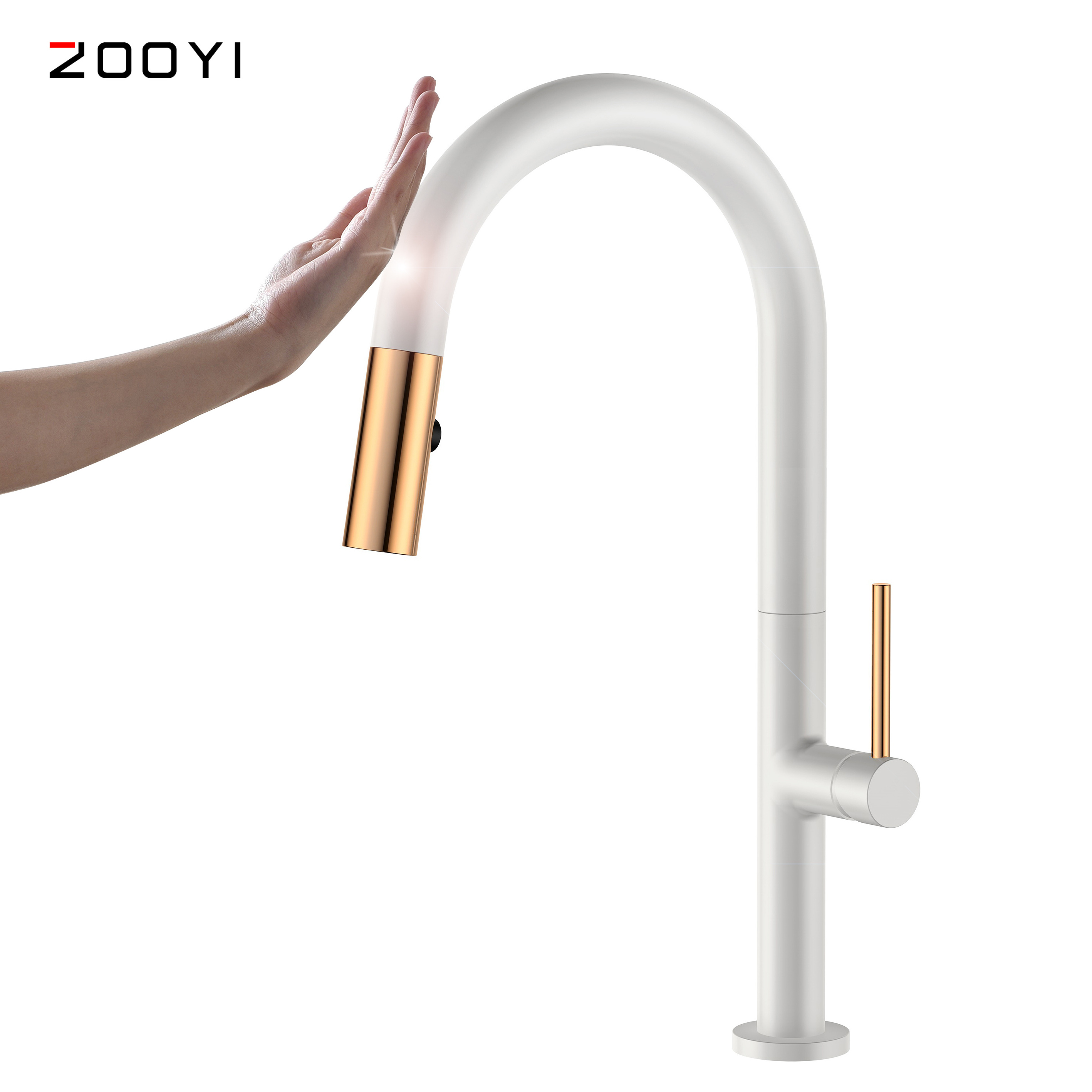 ZOOYI new designer matt black automatic sensor water tap kitchen faucet with sensor touchless