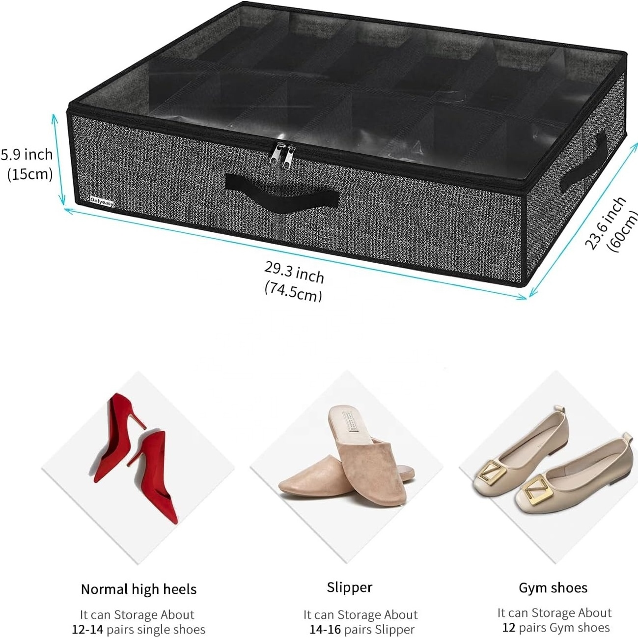 Foldable Fabric Storage Shoe Box with Underbed Divide Organizer Dust Proof Shoe Boxes for Easy Storage