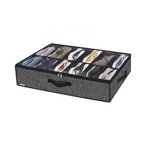 Foldable Fabric Storage Shoe Box with Underbed Divide Organizer Dust Proof Shoe Boxes for Easy Storage