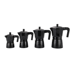 Six Cup Cafetera Moka Pots Black Aluminum Thread Bottom Home Personal Espresso Machine Coffee Maker