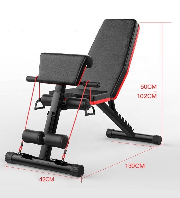 2024  hot selling adjustable dumbbell bench with pulling rope home gym equipment weight bench with resistance stripe roman bench