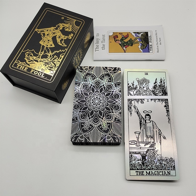 78 Rainbow Tarot Cards Deck Waterproof Wrinkle Resistant Luxury Holographic Tarot Deck with Guidebook Fortune Telling Game Card