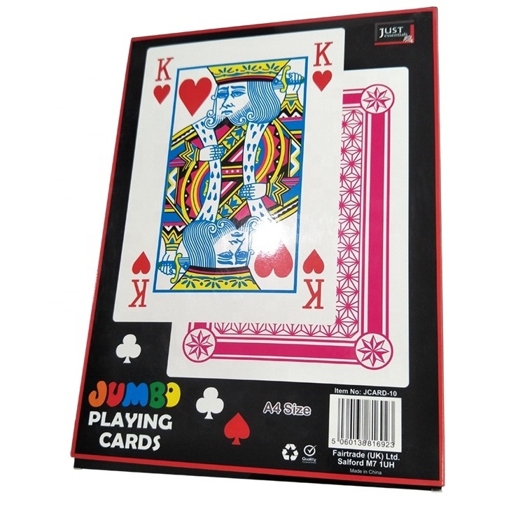 JP053 Manufacturer Supply Customized Extra Large Playing Cards A4 Size Big Cards Poker Super Jumbo Deck For Entertainment