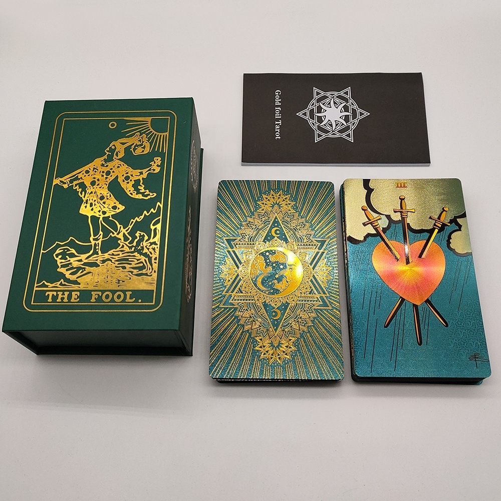 Gold Foil Tarot Deck Wholesale High Quality Board Game Customized Plastic Oracle Cards With Magnetic Flip Box