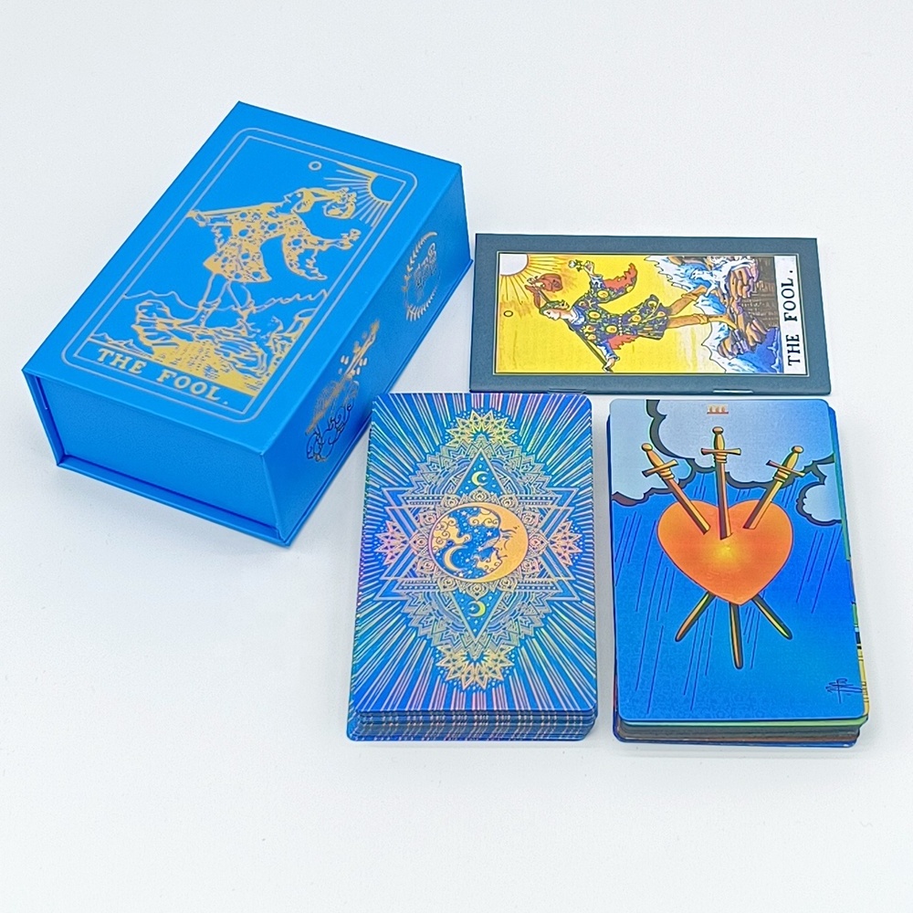 Gold Foil Tarot Deck Wholesale High Quality Board Game Customized Plastic Oracle Cards With Magnetic Flip Box