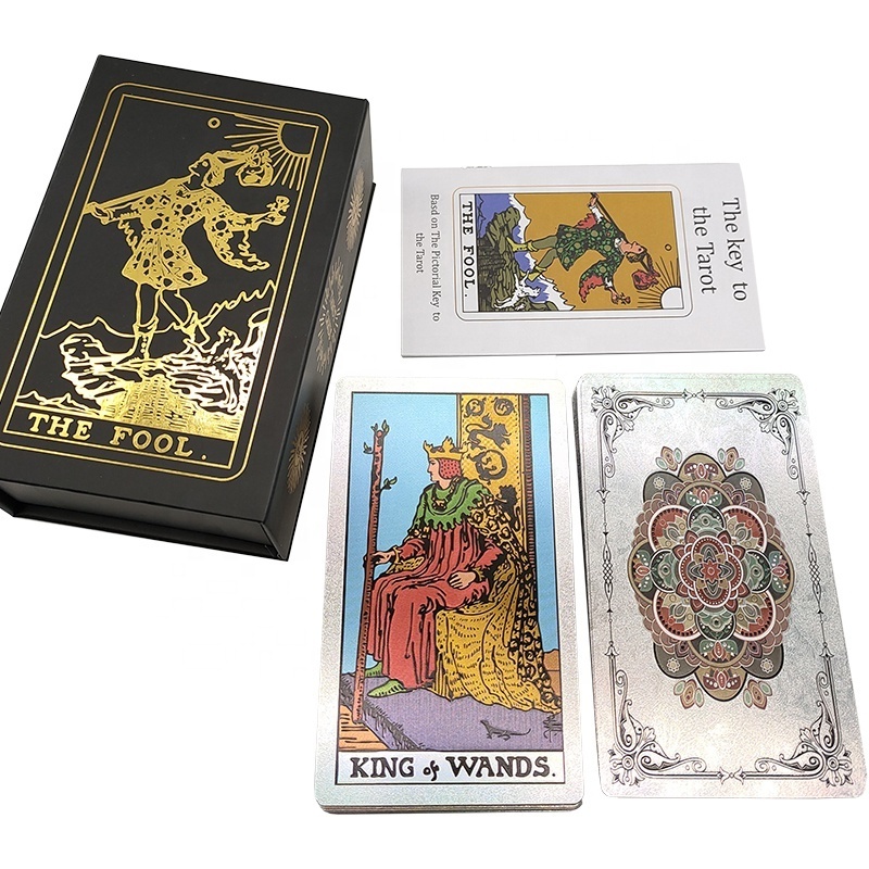 78 Rainbow Tarot Cards Deck Waterproof Wrinkle Resistant Luxury Holographic Tarot Deck with Guidebook Fortune Telling Game Card