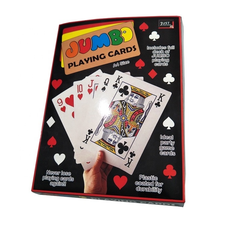 JP053 Manufacturer Supply Customized Extra Large Playing Cards A4 Size Big Cards Poker Super Jumbo Deck For Entertainment