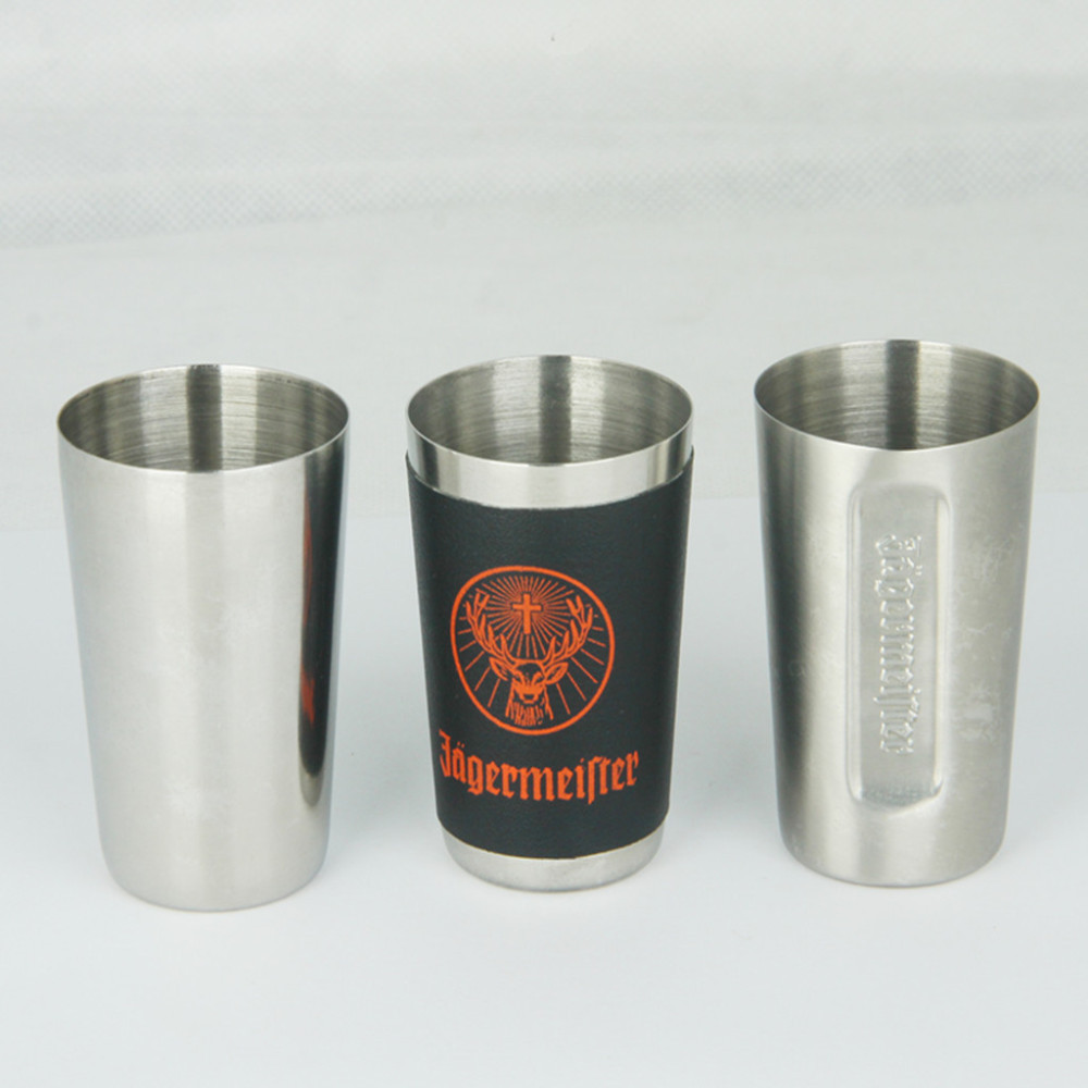 Stainless Steel 65ML Silver Metal Shot Glass With PU sleeve