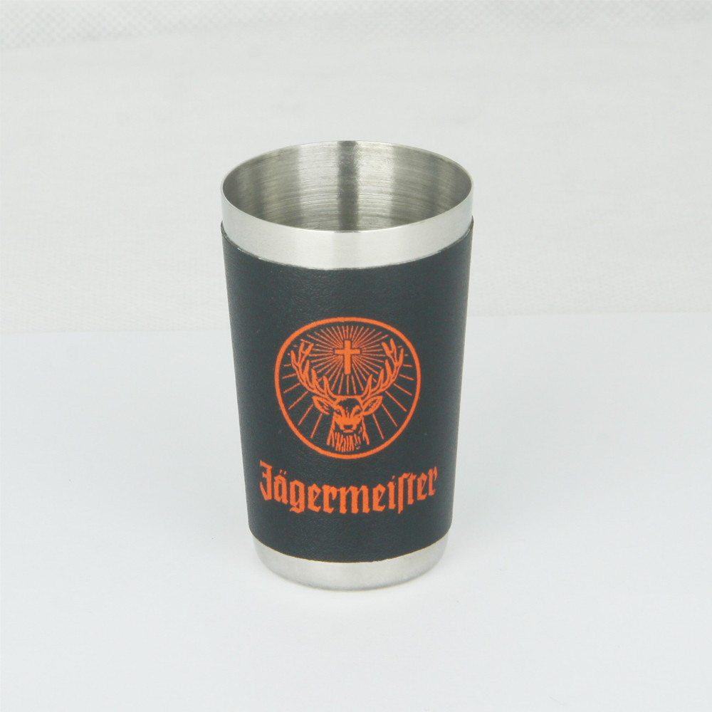 Stainless Steel 65ML Silver Metal Shot Glass With PU sleeve