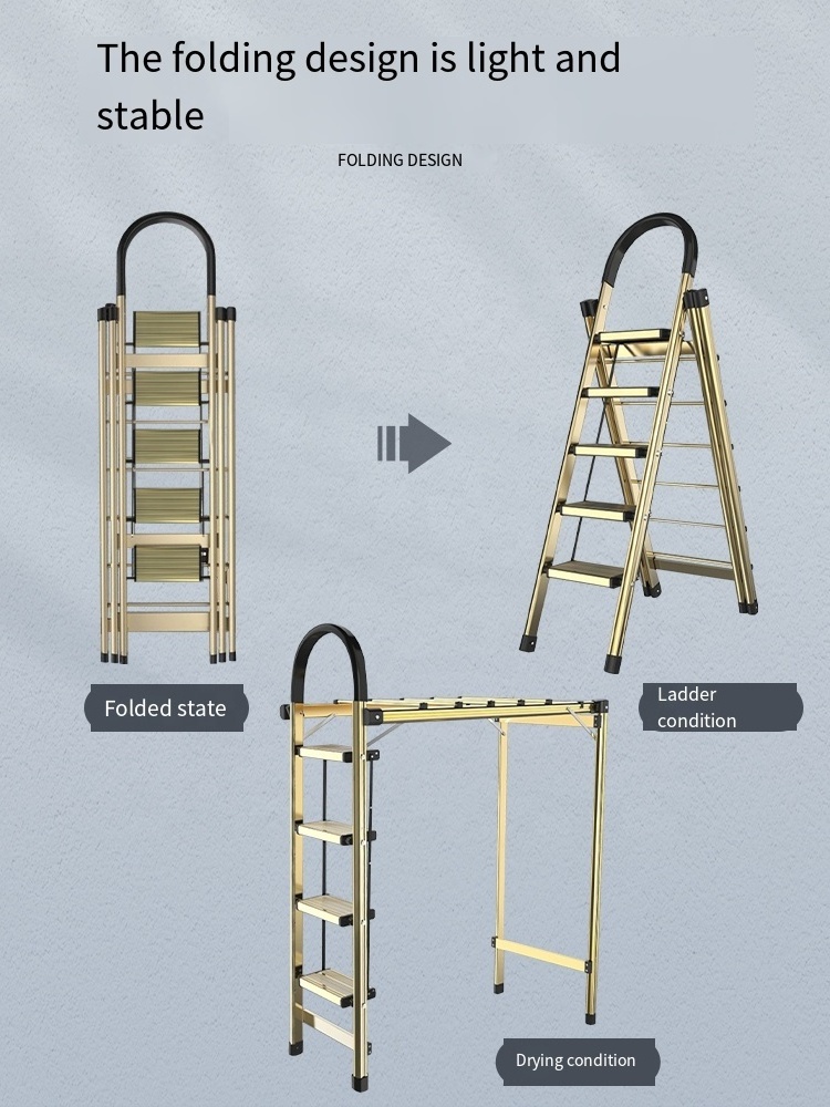 Safe folding household clothes drying ladder 2 in 1 platform scaffold factory ladders