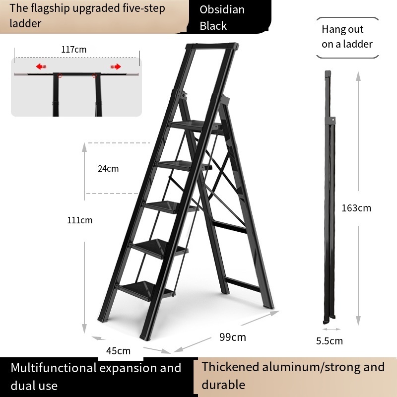 Aluminum alloy clothes hanger multi-purpose alu ladder dual-purpose herringbone ladder household folding ladder