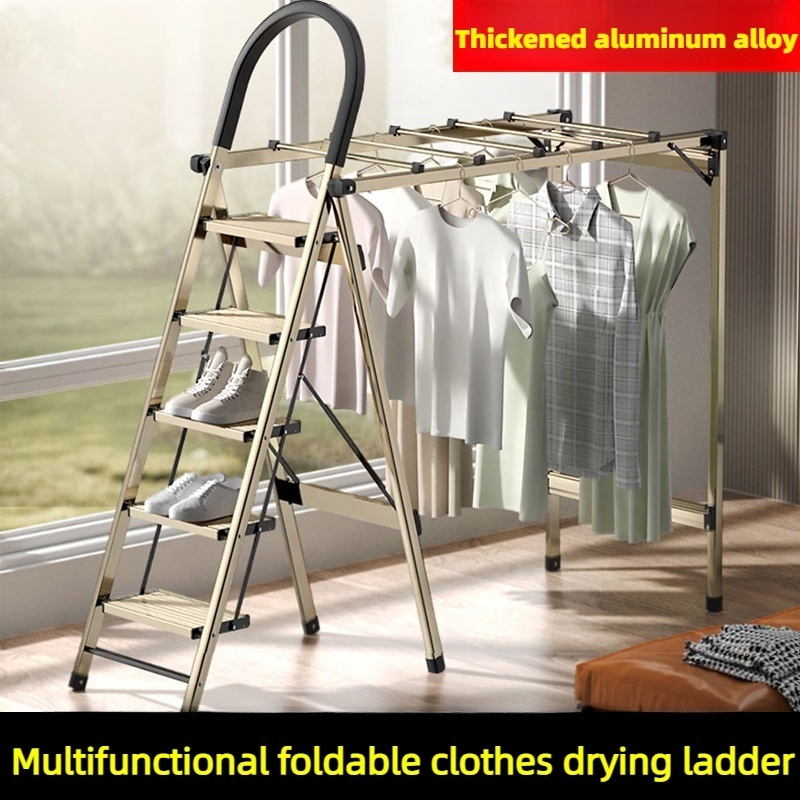 open home drying  indoor aluminum clothes hanger Multi functional folding home ladder