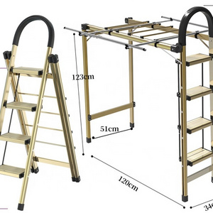 Safe folding household clothes drying ladder 2 in 1 platform scaffold factory ladders