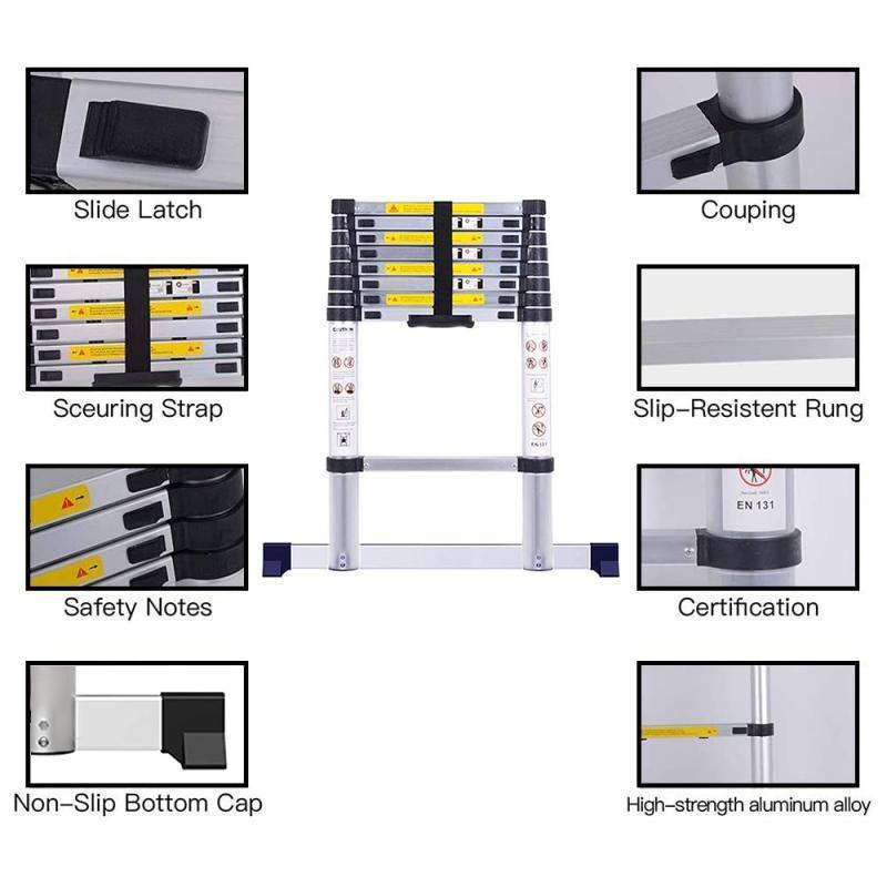 Double Telescopic Aluminum Monkey Ladder Work Step Mobile Ladder Outdoor Folding Adjustable Height Ladder