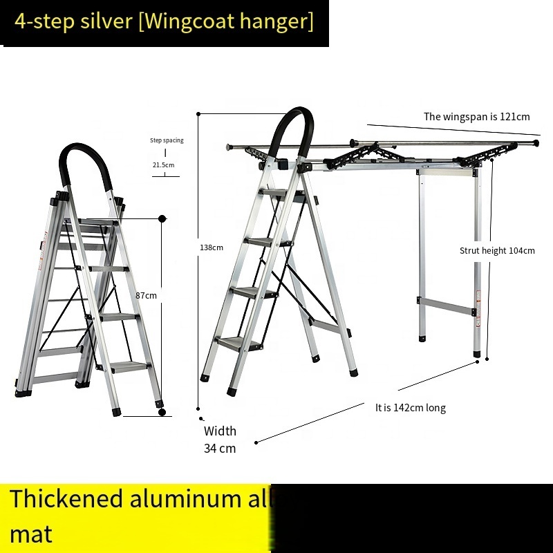 Safe folding household clothes drying ladder 2 in 1 platform scaffold factory ladders