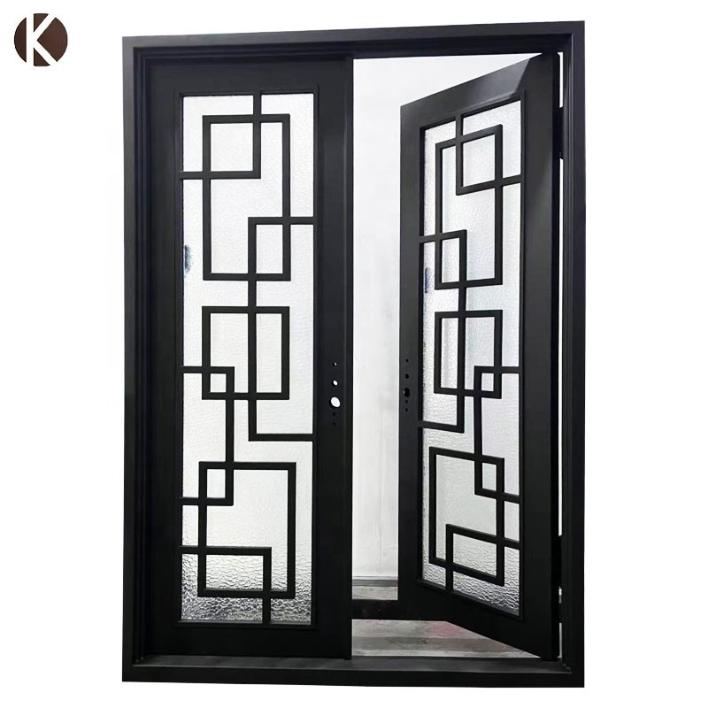 European Security Home Arched Single Double Main Entrance Front Entry  Wrought Iron Door