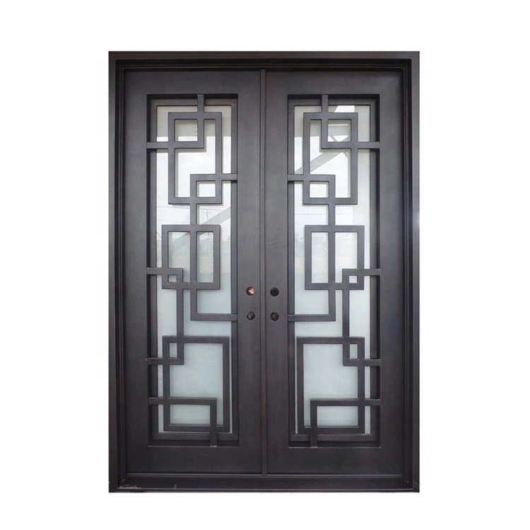 European Security Home Arched Single Double Main Entrance Front Entry  Wrought Iron Door