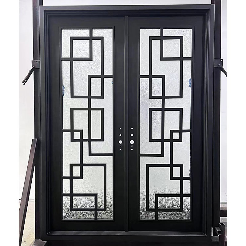 European Security Home Arched Single Double Main Entrance Front Entry  Wrought Iron Door