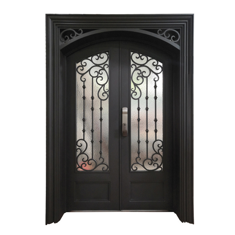 European Security Home Arched Single Double Main Entrance Front Entry  Wrought Iron Door