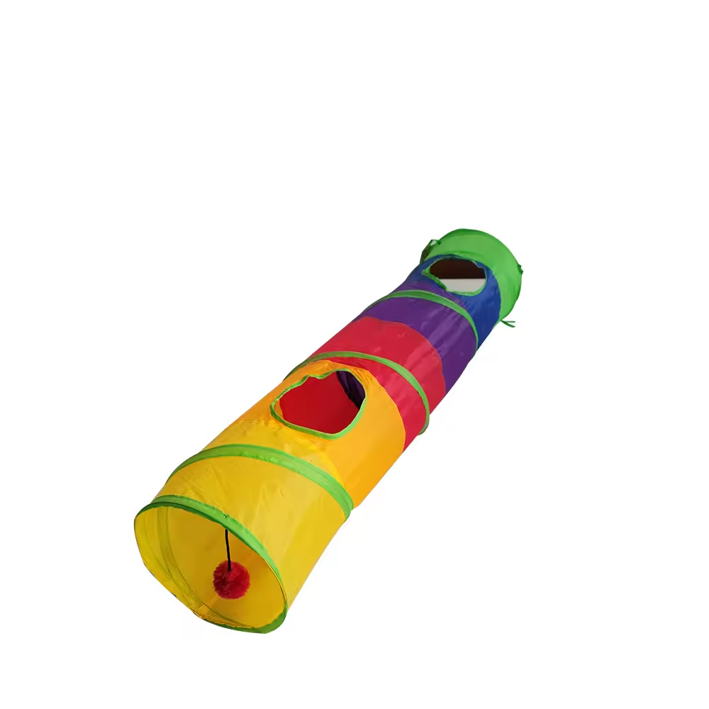 Manufacture  Indoor Outdoor Folding Rainbow Cat Dog Play Toy Tunnel Polyester Four Export Funny Pet Tunnels Toys