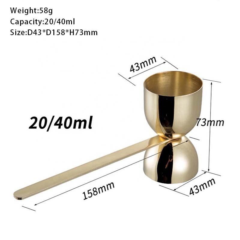 Custom Logo Stainless Steel Double Ended Measuring Glass with Handle Graduated Cocktail Volume Jigger for Home Parties