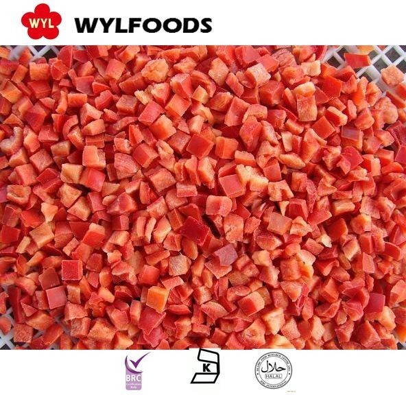 BRC certified frozen vegetable IQF Frozen red pepper dice blanched origin China