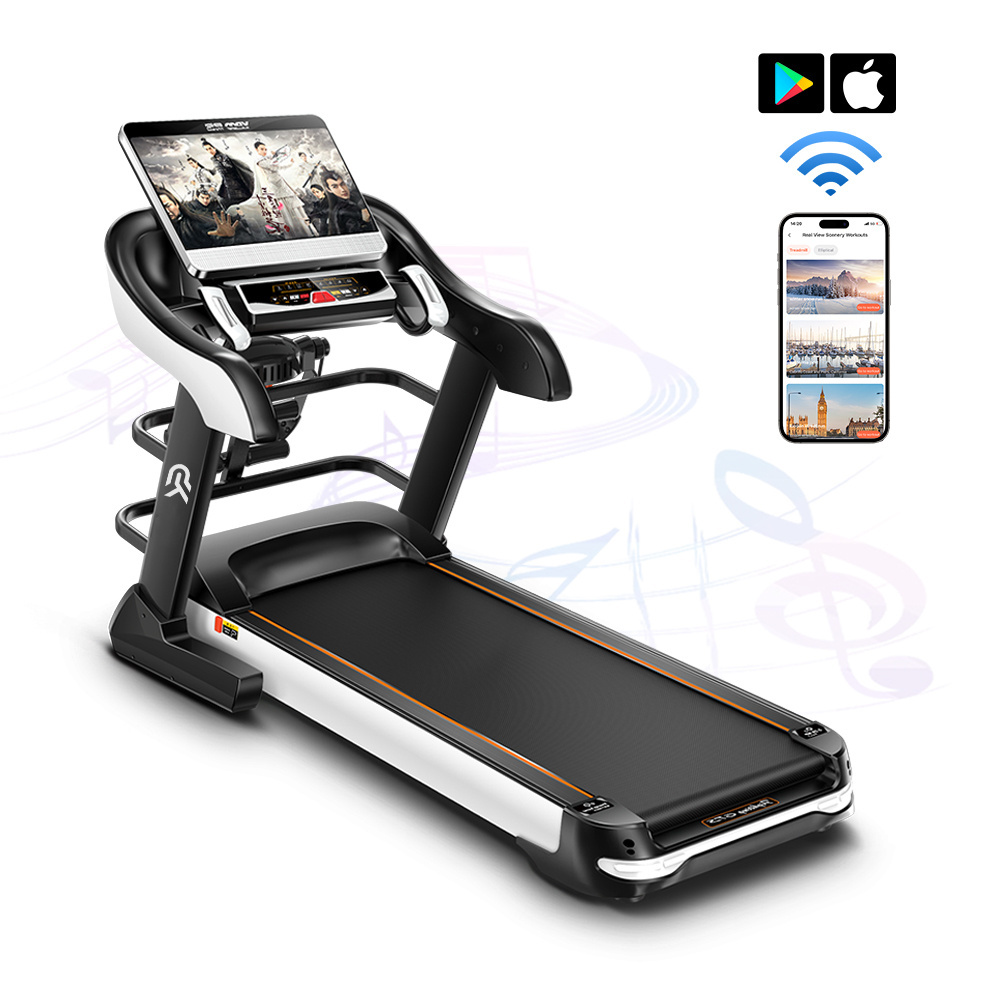 YPOO 3.0HP AC motor treadmill semi commercial treadmill 150kg electric gym fitness  commercial  treadmill with YPOOFIT APP