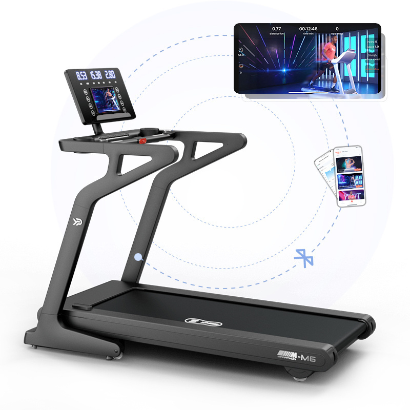 YPOO commercial treadmill 4.5hp brushless motor running machine 15% incline treadmill running with YPOOFIT APP