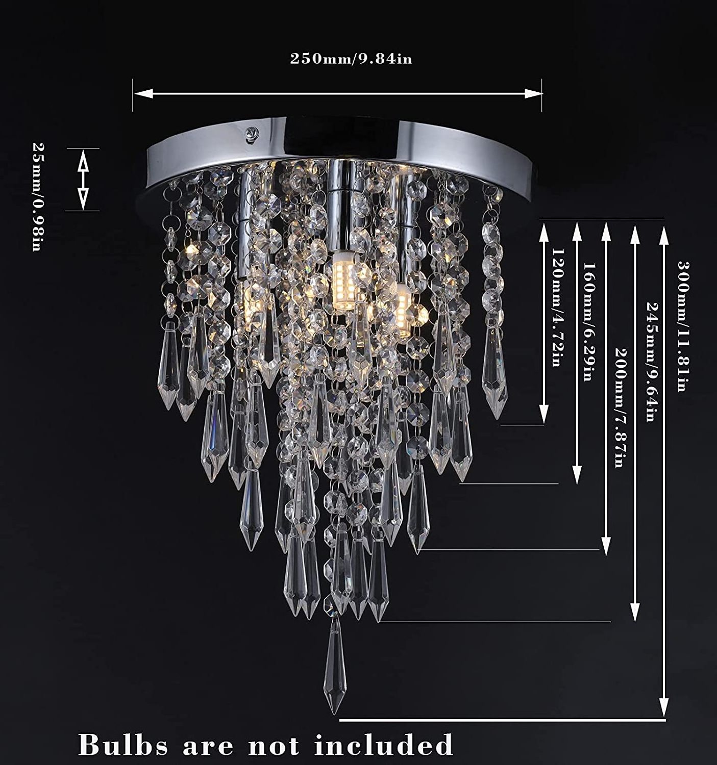 Mini Crystal Flush Mount Chandelier Fixture Crystal Chandelier Lighting Ceiling Lamp for Hallway