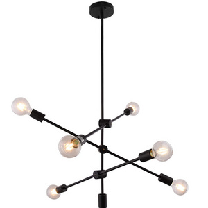 Modern Black Sputnik Chandelier 6 Lights Ceiling Light Fixture Industrial Pendant for kitchen island