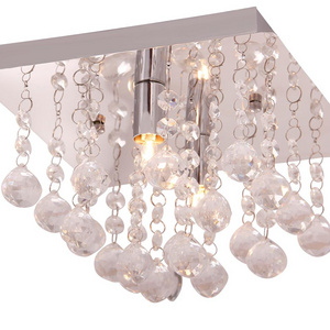 Mini Square Flush Mount Ceiling Light Fixture Crystal Chandelier Lighting