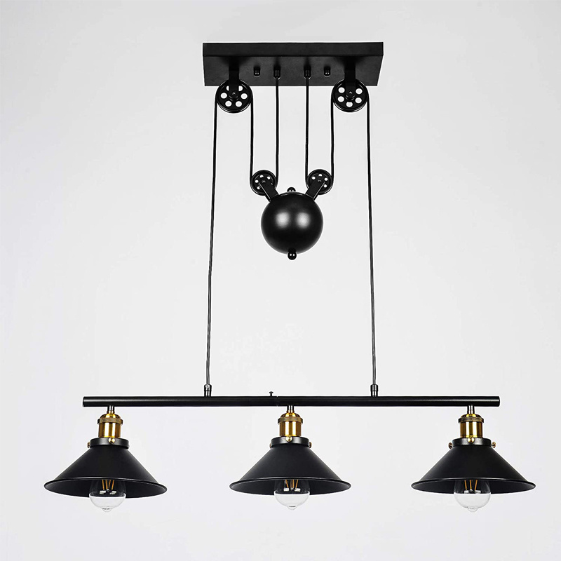 Three-Light Pulley Classic pendant light Industrial chandelier hanging light Vintage Rustic