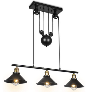 Three-Light Pulley Classic pendant light Industrial chandelier hanging light Vintage Rustic