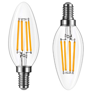 Non-Dimmable LED Candle Filament Light Bulb E12 Candelabra Base Efficient 4W Vintage Bulbs