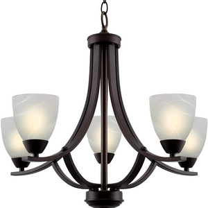 luxury modern chandelier 5-Light Large Chandelier + Alabaster Glass Shades, Adjustable Chain, Oil Rubbed Bronze Finish