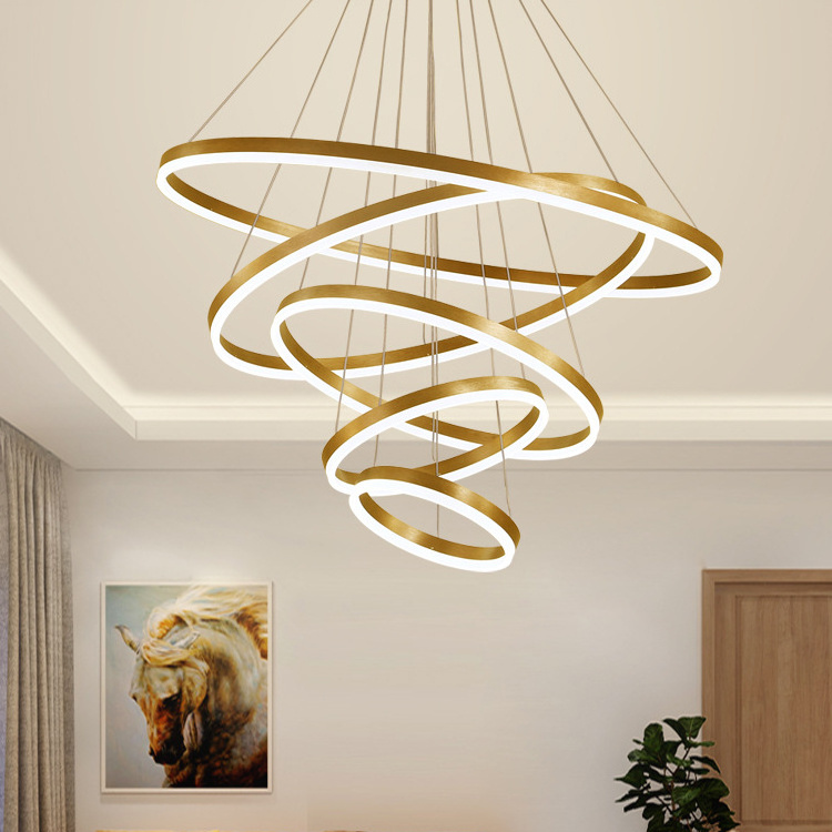 Acrylic Pendant Lights Led Chandelier Modern Restaurant Ceiling Room Decoration Luxury Circle Home Gold