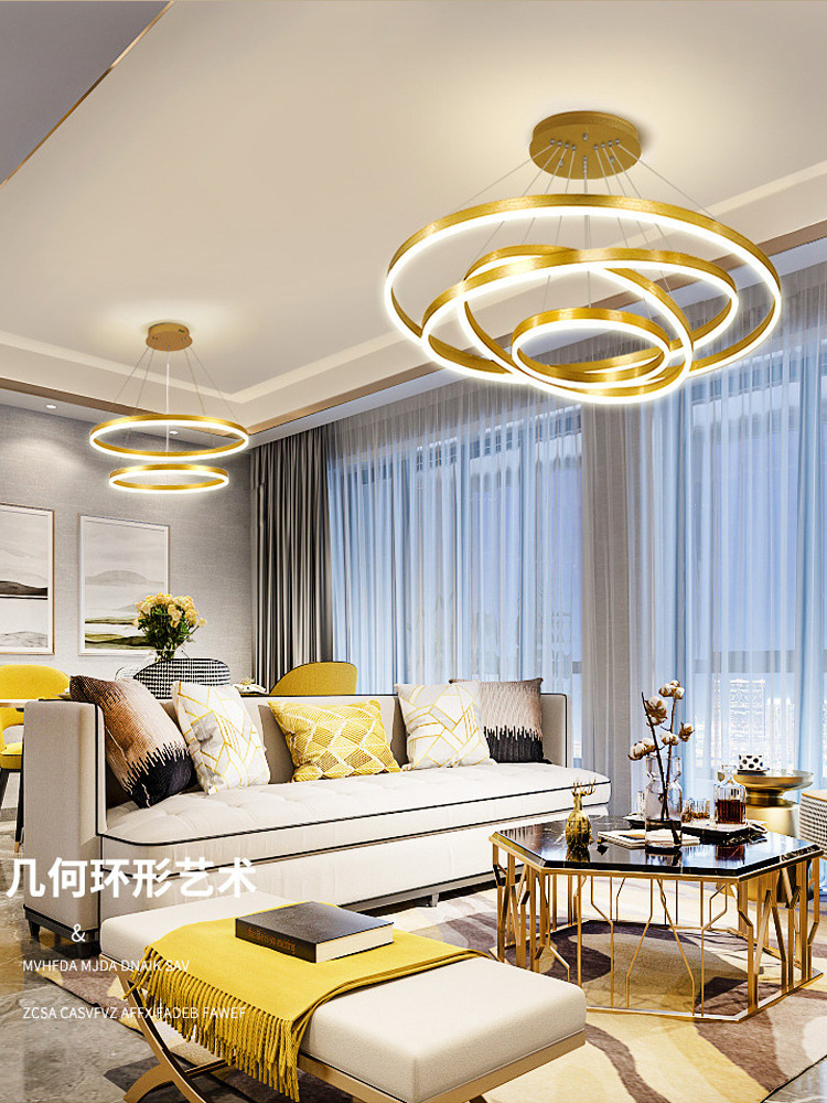 Acrylic Pendant Lights Led Chandelier Modern Restaurant Ceiling Room Decoration Luxury Circle Home Gold