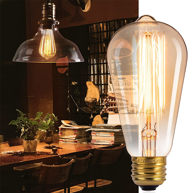 Clear Frosted ST64 E26 Vintage Incandescent/LED Lamp Edison Light Bulb for Home Light Fixtures