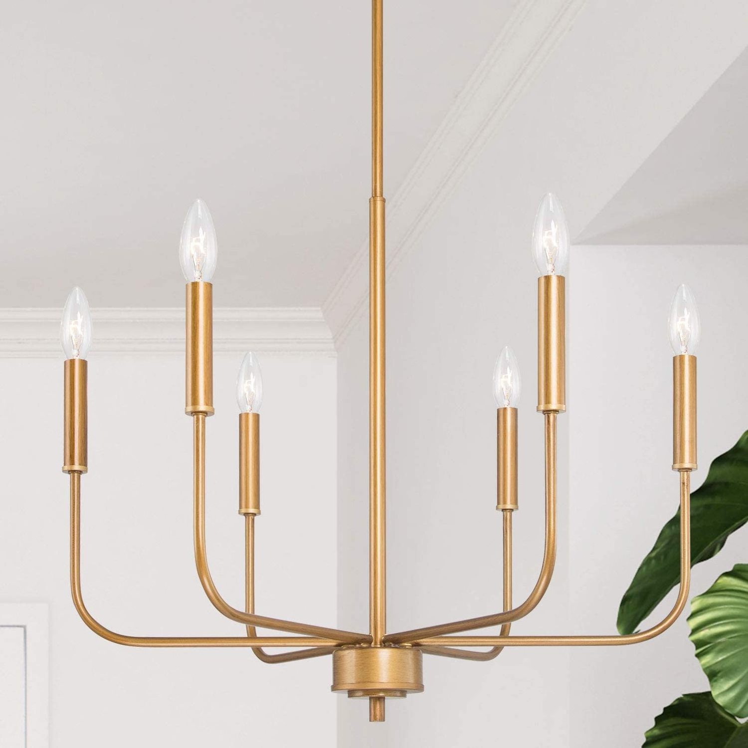 Luxury Modern Gold Chandelier, Brass Chandelier, Modern Dining Room Lighting Fixtures for Sitting Room, Bedroom, 6-Light