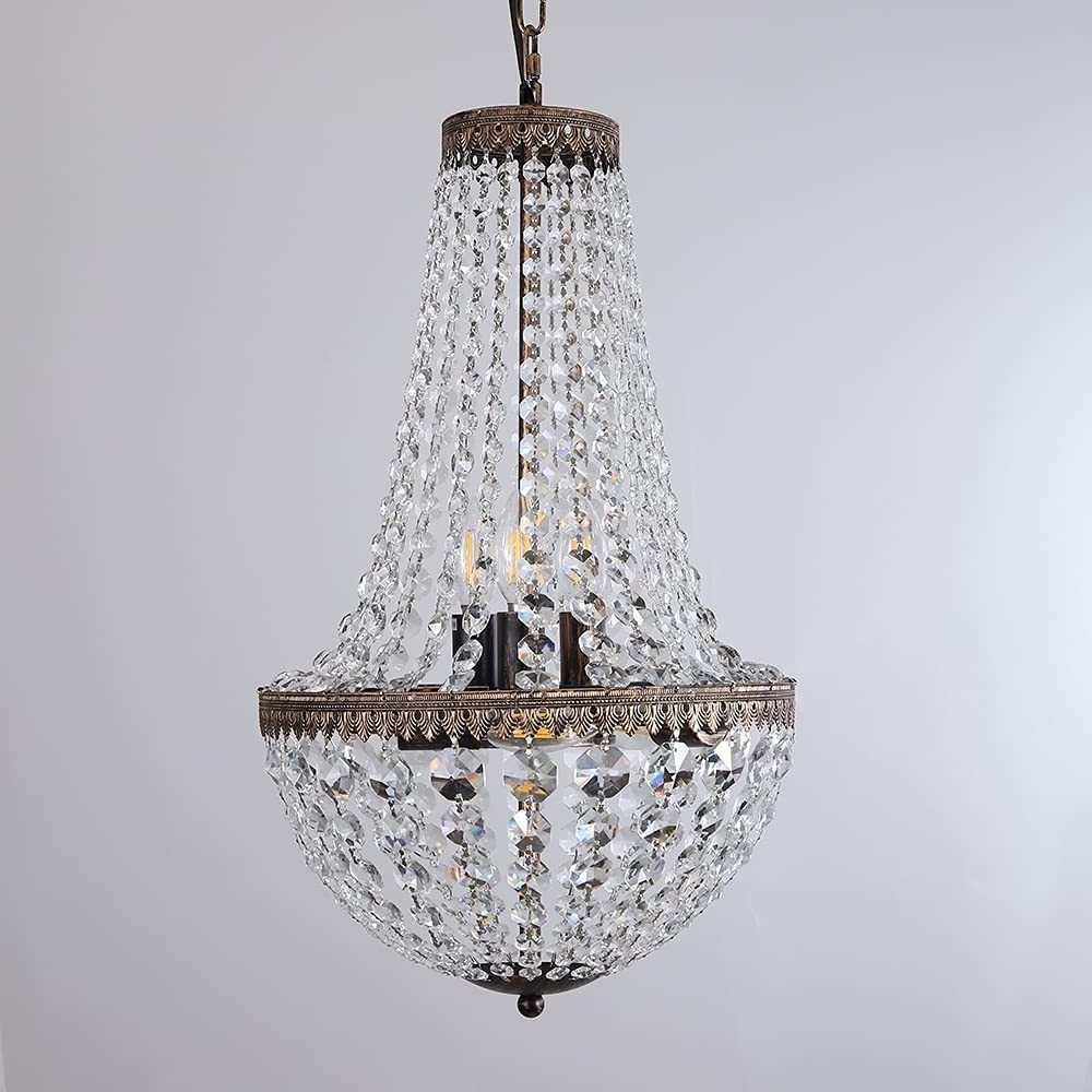 Modern French Empire Black Finish Farmhouse Crystal Pendant Chandelier Lighting