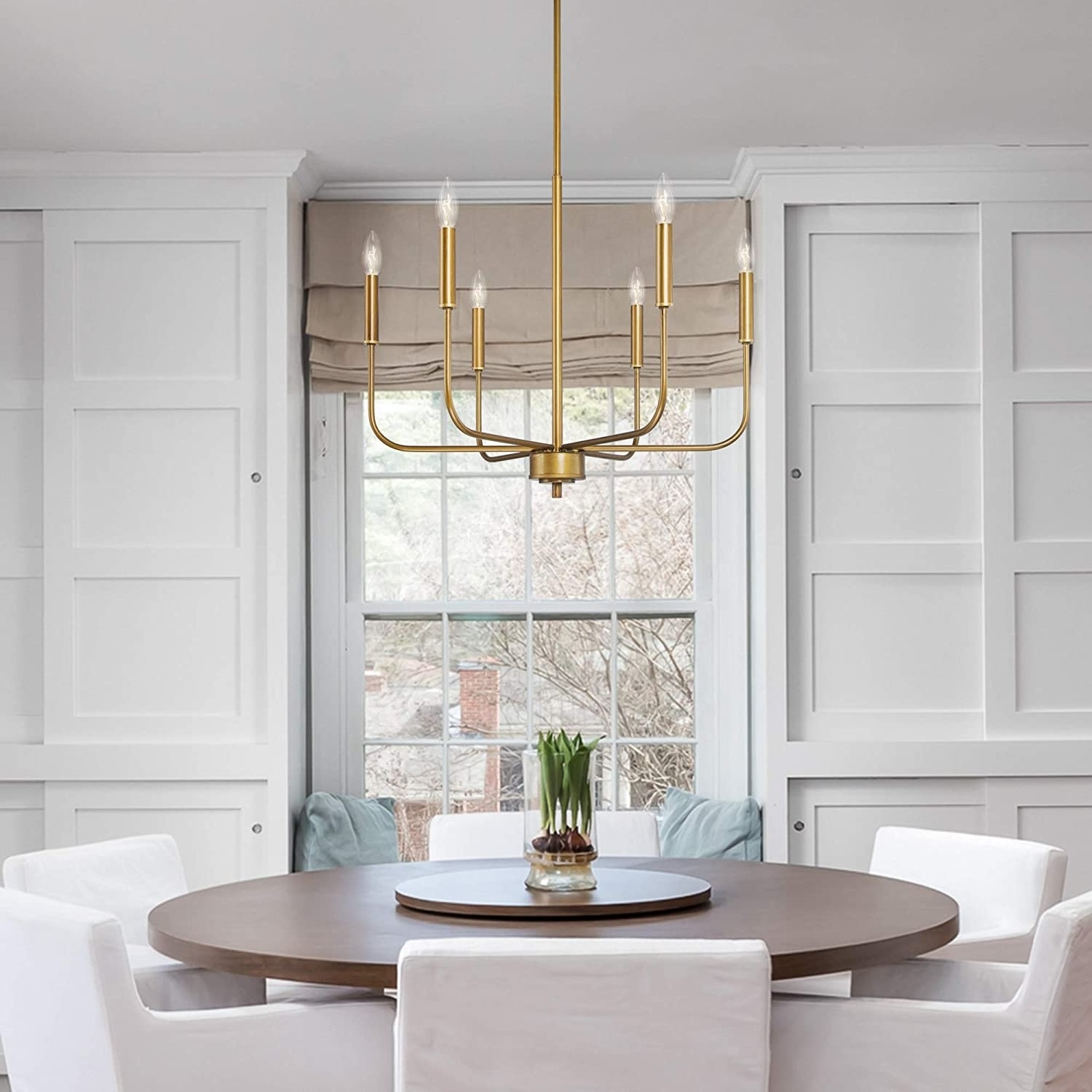 Luxury Modern Gold Chandelier, Brass Chandelier, Modern Dining Room Lighting Fixtures for Sitting Room, Bedroom, 6-Light