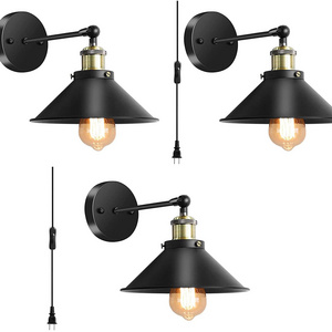 Wall Sconces Lighting Vintage Industrial Wall Lamp with Plug in Cord On/Off Switch Swing Arm Wall Mounted Bedside Lamps