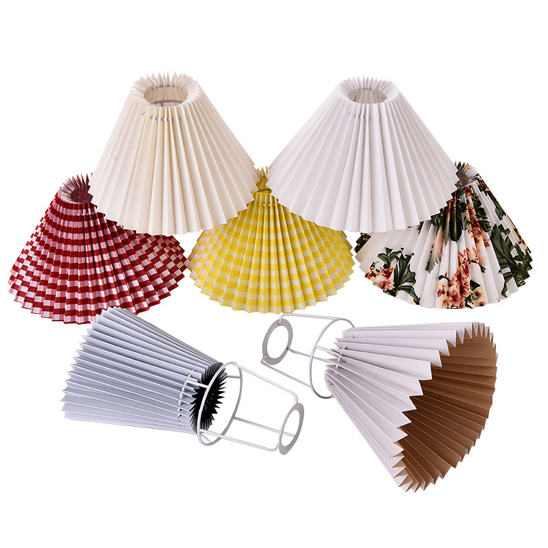 Pleated Barrel Lampshade Cover for floor lamp table lamp bedroom modern Euro style Minimalist lampshade frame