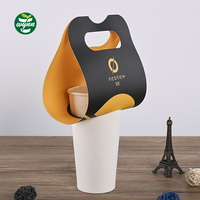 Disposable take away paper cup holder to go cup paper holder for coffee cup