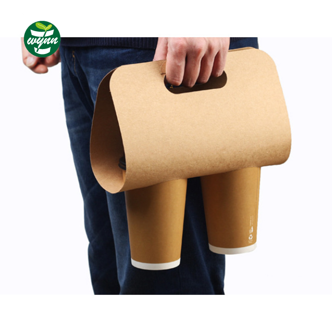 Disposable take away paper cup holder to go cup paper holder for coffee cup