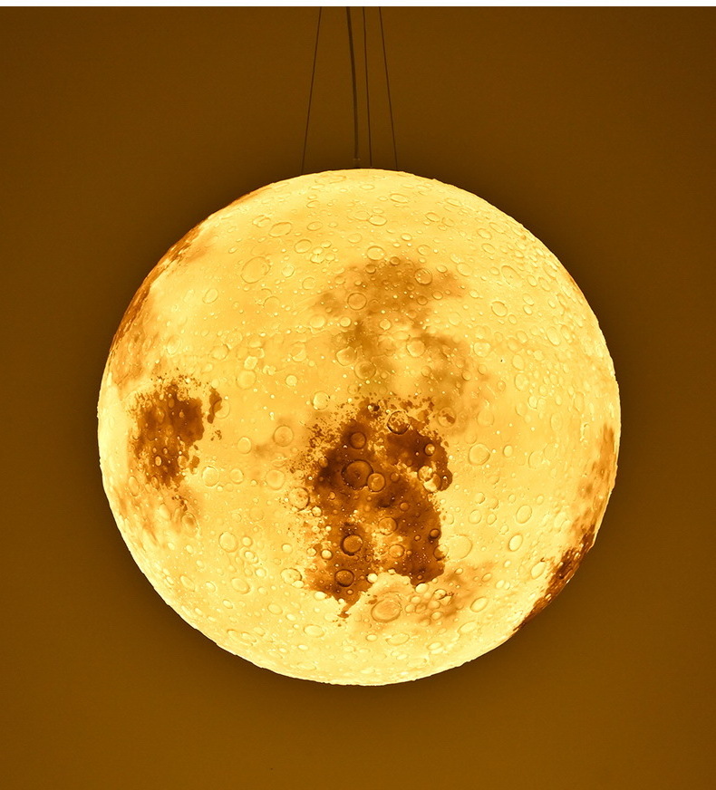 3D Printing Moon Chandelier Universe Planet Ceiling Hanging Lamp for Bar Home Children Bedroom Indoor Pendant Lighting