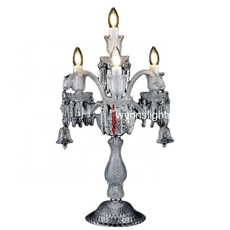 Classic Chandelier Table Lamp Desk Light Home Decor Candelabra Lighting with LED Candle Bulbs Traditional Crystal Europe Glass