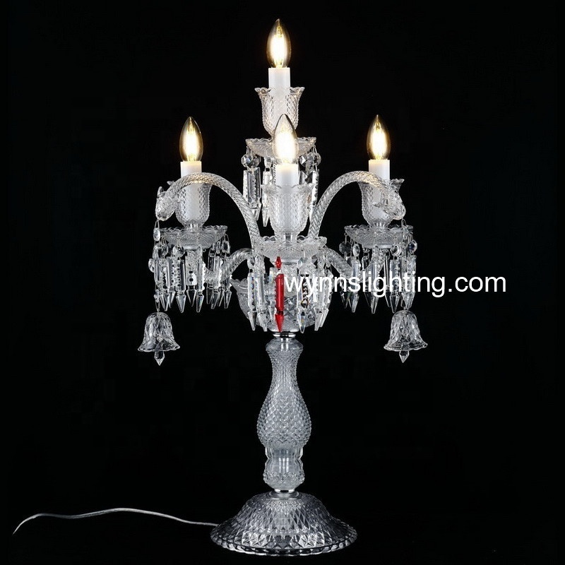 Classic Chandelier Table Lamp Desk Light Home Decor Candelabra Lighting with LED Candle Bulbs Traditional Crystal Europe Glass