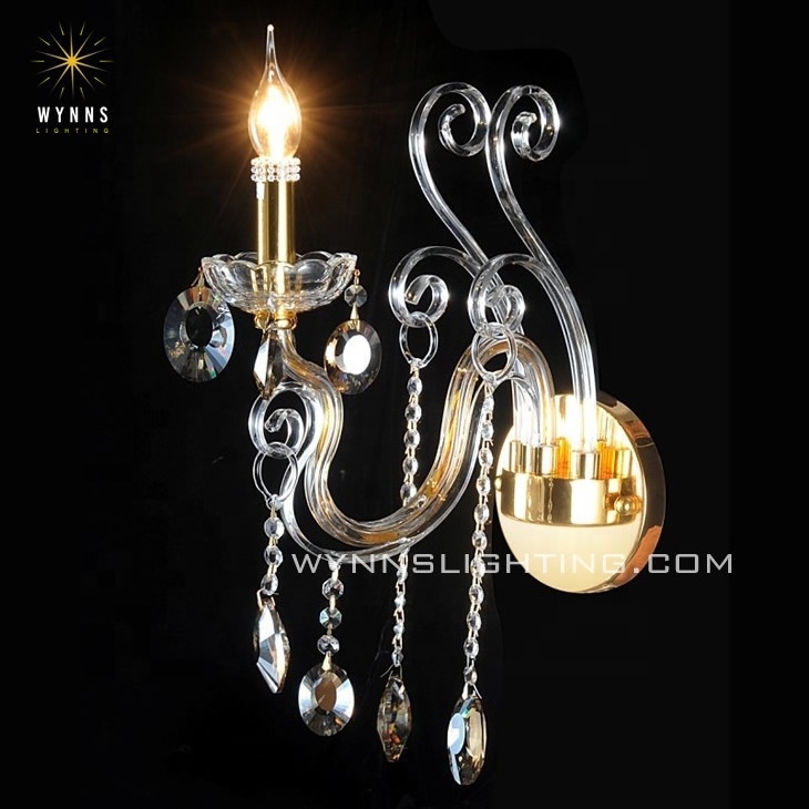 Luxurious brass sconce lamp K9 crystal bracket lighting home decor wall light with LED Edison candle bulbs